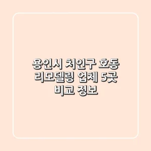 용인시 처인구 호동 리모델링 업체 5곳 비교 정보