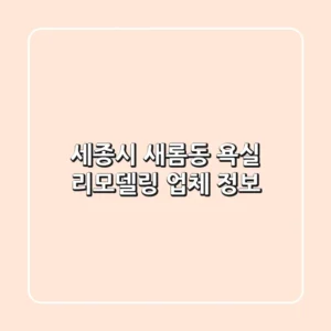 세종시 새롬동 욕실 리모델링 업체 정보