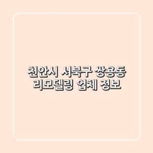 천안시 서북구 쌍용동 리모델링 업체 정보