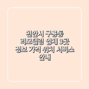 천안시 구룡동 리모델링 업체 3곳 정보 - 가격, 위치, 서비스 안내