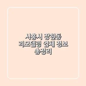 시흥시 장현동 리모델링 업체 정보 총정리