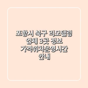 포항시 북구 리모델링 업체 3곳 정보 - 가격/위치/운영시간 안내