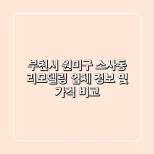 부천시 원미구 소사동 리모델링 업체 정보 및 가격 비교