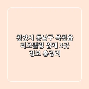 천안시 동남구 목천읍 리모델링 업체 3곳 정보 총정리