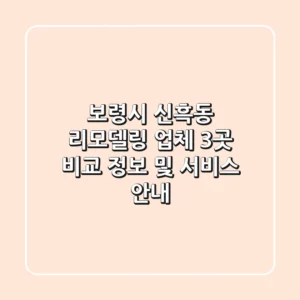 보령시 신흑동 리모델링 업체 3곳 비교 - 정보 및 서비스 안내