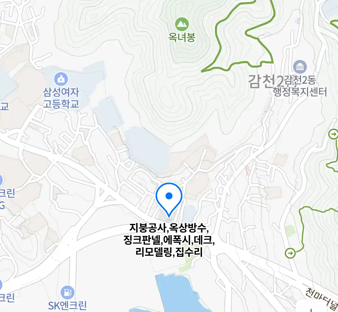 지붕공사,옥상방수,징크판넬,에폭시,데크,리모델링,집수리 위치