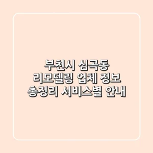 부천시 심곡동 리모델링 업체 정보 총정리 - 서비스별 안내
