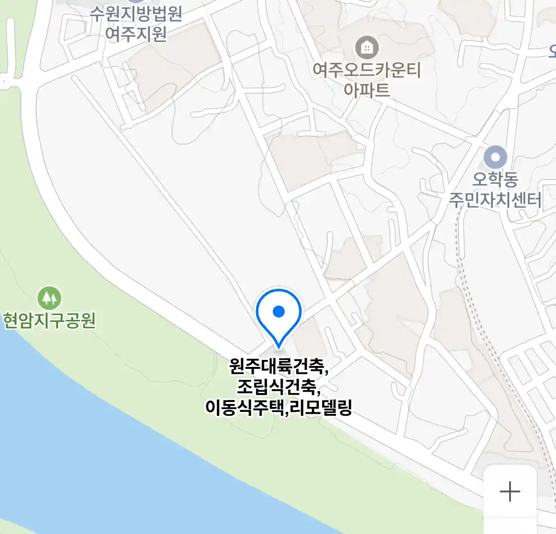 원주대륙건축,조립식건축,이동식주택,리모델링 위치