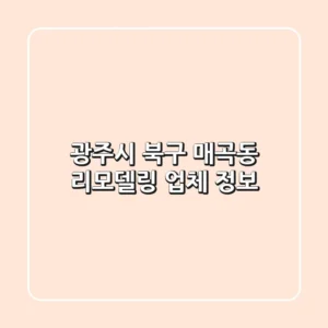 광주시 북구 매곡동 리모델링 업체 정보