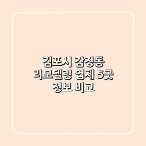 김포시 감정동 리모델링 업체 5곳 정보 비교