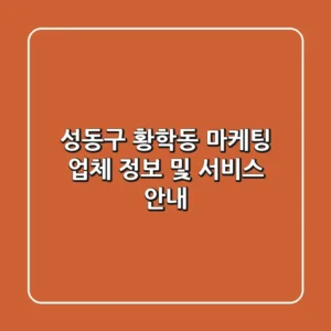성동구 황학동 마케팅 업체 정보 및 서비스 안내