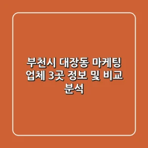 부천시 대장동 마케팅 업체 3곳 정보 및 비교 분석