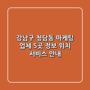 강남구 청담동 마케팅 업체 5곳 정보 - 위치, 서비스 안내