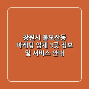 창원시 불모산동 마케팅 업체 3곳 정보 및 서비스 안내