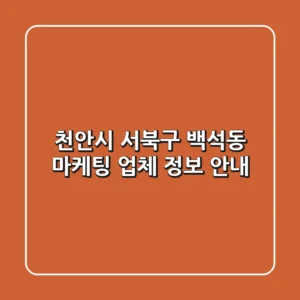 천안시 서북구 백석동 마케팅 업체 정보 안내