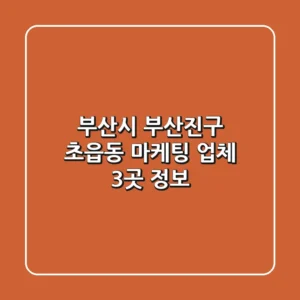 부산시 부산진구 초읍동 마케팅 업체 3곳 정보