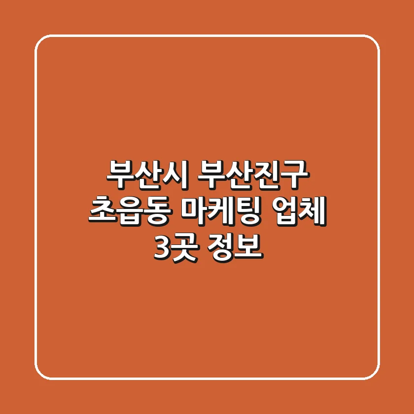 부산시 부산진구 초읍동 마케팅 업체 3곳 정보
