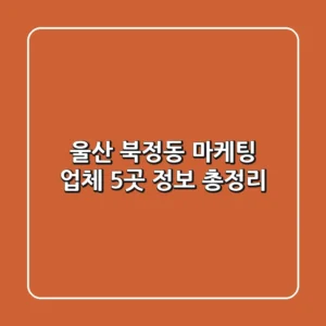울산 북정동 마케팅 업체 5곳 정보 총정리