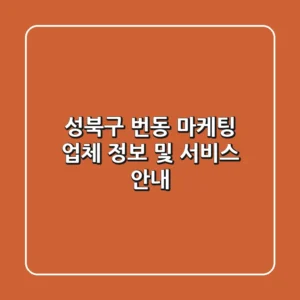 성북구 번동 마케팅 업체 정보 및 서비스 안내