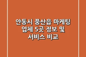 안동시 풍산읍 마케팅 업체 5곳 정보 및 서비스 비교