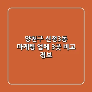 양천구 신정3동 마케팅 업체 3곳 비교 정보