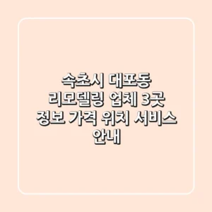 속초시 대포동 리모델링 업체 3곳 정보 - 가격, 위치, 서비스 안내