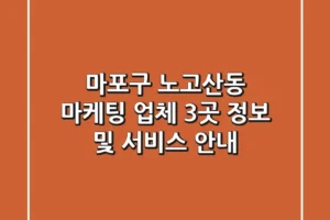 마포구 노고산동 마케팅 업체 3곳 정보 및 서비스 안내