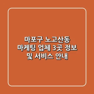 마포구 노고산동 마케팅 업체 3곳 정보 및 서비스 안내