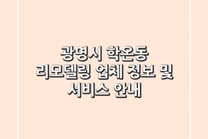 광명시 학온동 리모델링 업체 정보 및 서비스 안내
