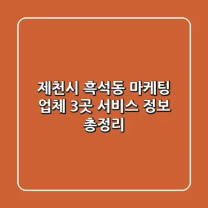 제천시 흑석동 마케팅 업체 3곳 - 서비스 정보 총정리