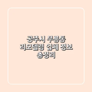 공주시 무릉동 리모델링 업체 정보 총정리