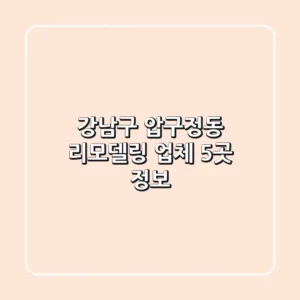 강남구 압구정동 리모델링 업체 5곳 정보