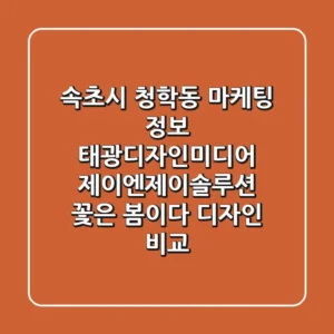 속초시 청학동 마케팅 정보: 태광디자인미디어, 제이엔제이솔루션, 꽃은 봄이다 디자인 비교
