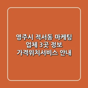 영주시 적서동 마케팅 업체 3곳 정보 - 가격/위치/서비스 안내