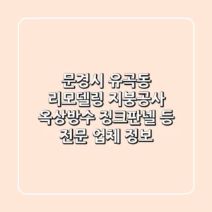 문경시 유곡동 리모델링: 지붕공사, 옥상방수, 징크판넬 등 전문 업체 정보