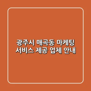광주시 매곡동 마케팅 서비스 제공 업체 안내