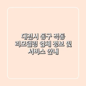 대전시 동구 직동 리모델링 업체 정보 및 서비스 안내