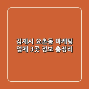 김제시 요촌동 마케팅 업체 3곳 정보 총정리