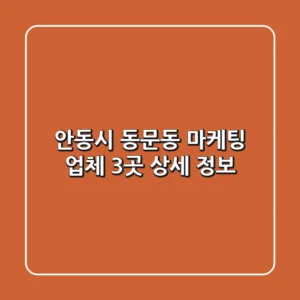 안동시 동문동 마케팅 업체 3곳 상세 정보