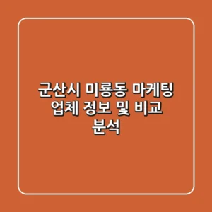 군산시 미룡동 마케팅 업체 정보 및 비교 분석