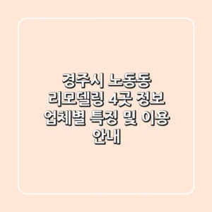 경주시 노동동 리모델링 4곳 정보 - 업체별 특징 및 이용 안내