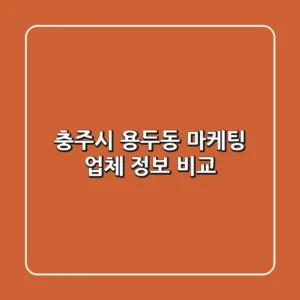 충주시 용두동 마케팅 업체 정보 비교