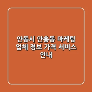 안동시 안흥동 마케팅 업체 정보, 가격, 서비스 안내