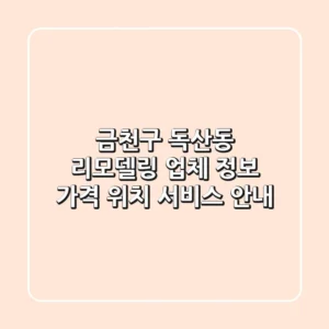 금천구 독산동 리모델링 업체 정보 - 가격, 위치, 서비스 안내