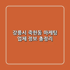 강릉시 죽헌동 마케팅 업체 정보 총정리