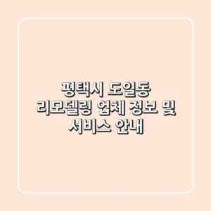평택시 도일동 리모델링 업체 정보 및 서비스 안내
