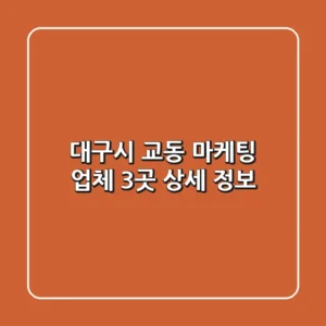 대구시 교동 마케팅 업체 3곳 상세 정보