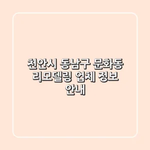 천안시 동남구 문화동 리모델링 업체 정보 안내