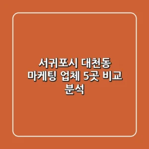 서귀포시 대천동 마케팅 업체 5곳 비교 분석