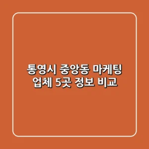 통영시 중앙동 마케팅 업체 5곳 정보 비교